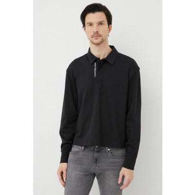 Calvin Klein Jeans Bavlněné tričko s dlouhým rukávem černá