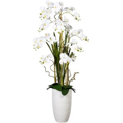 Umělá Orchidej Můrovec bílý, aranžmá ve váze, 160cm