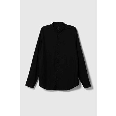 Armani Exchange pánská košile regular s klasickým límcem černá – Zboží Mobilmania