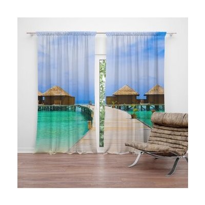 Sablio Závěs Bungalovy na moři: 2ks 140x250cm – Hledejceny.cz