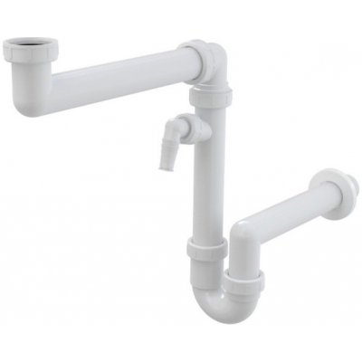 Alcadrain Prostorově úsporný dřezový sifon s přípojkou a převlečnou maticí 6/4" A872P – Zboží Dáma