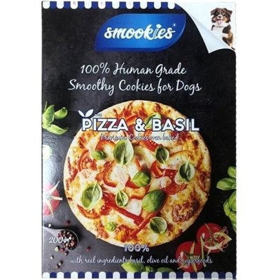 SMOOKIES Premium PIZZA BASIL sušenky příchuť pizza a bazalka 100% human grade 200 g – Hledejceny.cz