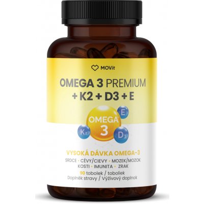 MOVit Omega 3 Premium+K2+D3+E 90 tobolek – Hledejceny.cz