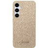 Pouzdro a kryt na mobilní telefon Samsung Guess PC/TPU Glitter Flakes Metal Logo Samsung Galaxy S24 Gold GUHCS24SHGGSHD