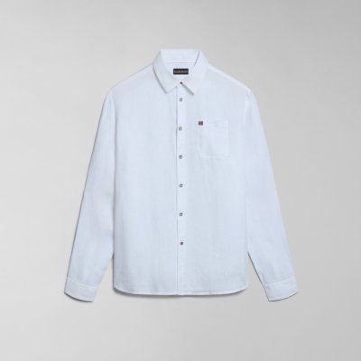 Napapijri pánská košile G-Linen LS NP0A4HQ20021 bílá – Zboží Mobilmania