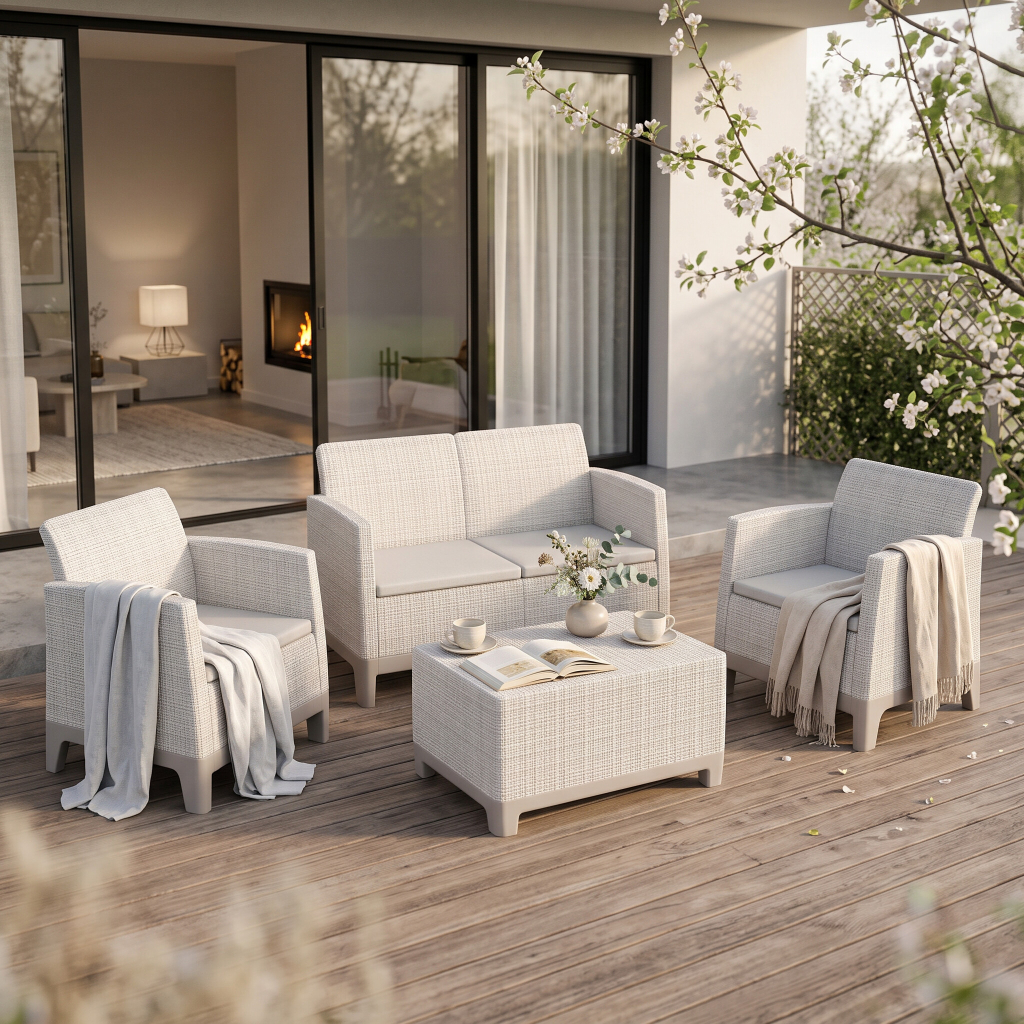KETER SCANDI FORMA SET - Pebble grey/Soft biege