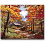 Zuty Malování podle čísel CHALUPA V PODZIMNÍM LESE – Zboží Mobilmania
