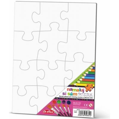 Efko-karton Puzzle k dotvoření Namaluj si sám, 12 dílků - Obdélník