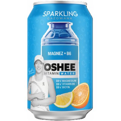 Oshee vitamínová voda Magnesium+B6 citron pomeranč perlivá plech 330 ml – Zbozi.Blesk.cz