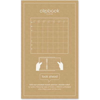 Filofax Clipbook Nedatovaný měsíční kalendář náplň A6