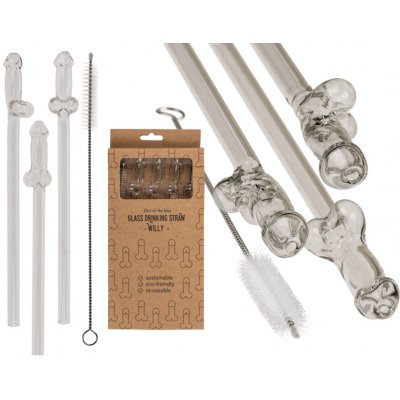 Sada skleněných brček Glass Drinking Straw Willy – Zboží Dáma