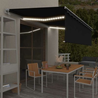 vidaXL Automatická markýza roleta LED a senzor větru 5x3 m antracitová – Zbozi.Blesk.cz