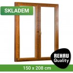 SKLADOVÁ-OKNA REHAU Smartline+ Bílá dovnitř / Zlatý dub ven 150 x 208 cm – Hledejceny.cz