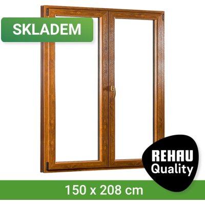 SKLADOVÁ-OKNA REHAU Smartline+ Bílá dovnitř / Zlatý dub ven 150 x 208 cm – Hledejceny.cz