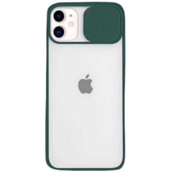 Pouzdro a kryt na mobilní telefon Pouzdro SES Silikonové ochranné s posuvným krytem na fotoaparát Apple iPhone 14 Pro Max - tmavě zelené