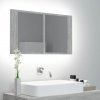 Koupelnový nábytek Nábytek XL LED koupelnová skříňka se zrcadlem betonově šedá 80x12x45 cm