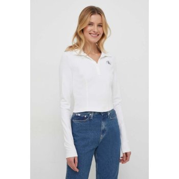 Calvin Klein Jeans Tričko s dlouhým rukávem J20J222556 bílá