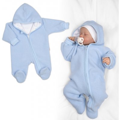 Baby Nellys Teplákový overal s kapucí Teddy sv. modrý – Zboží Mobilmania