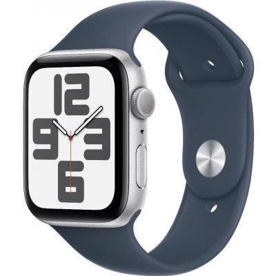 Apple Watch SE (2023) GPS 40mm stříbrné hliníkové pouzdro s bouřkově modrým sportovním řemínkem - S/M