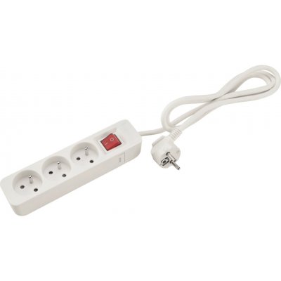 Prodlužovací kabel s vypínačem bílý, 3 zásuvky, max. 16 A/3500 W, 1,4 m – Zboží Živě