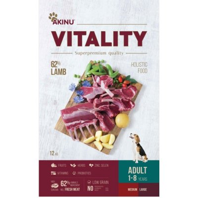 Akinu Vitality dog Adult hypoallergic medium/large lamb 12 kg