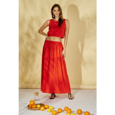 Monnari sukně lněná sukně přírodní červená