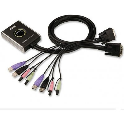 Aten CS-682 DataSwitch elektronický 2:1 (kláv.,DVI,myš,audio) USB, 1,2m kabely – Zboží Živě