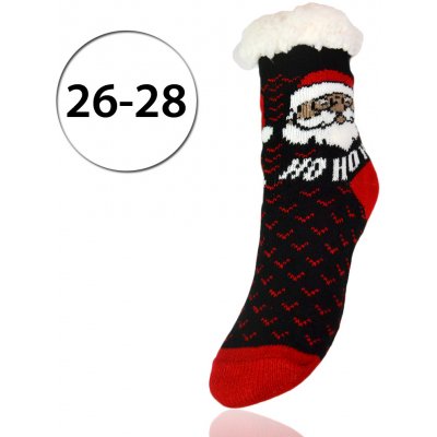 LOOKeN SMHL5712MC dětské ponožky na spaní z ovčí vlny vánoční motiv černá