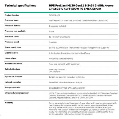 HP Enterprise ProLiant ML30 Gen11 P65095-421 – Zboží Živě