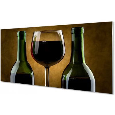 Obraz na skle 2 láhve sklenice na víno 100x50 cm – Zbozi.Blesk.cz