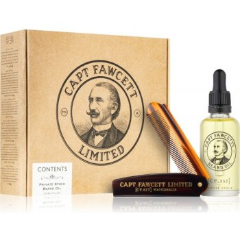 Captain Fawcett Beard Oil olej na vousy 50 ml + Captain Fawcett Comb hřeben na vousy 19,3 cm dárková sada