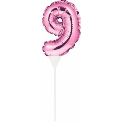 Fóliový balónek růžový 9 Samonafukovací balónek na zapíchnutí do dortu od  59 Kč - Heureka.cz