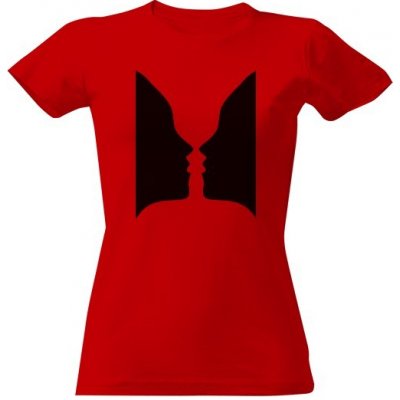 Tričko s potiskem Optická iluze dvě holky Červená – Zboží Mobilmania