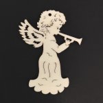 AMADEA Dřevěná ozdoba anděl s trubkou 9 cm – Hledejceny.cz