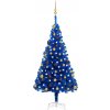 Vánoční stromek vidaXL Umělý vánoční stromek s LED a sadou koulí modrý 150 cm PVC