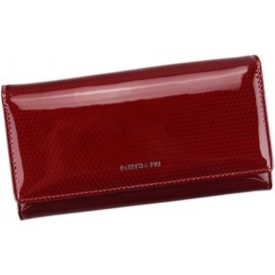 Patrizia Piu Lesklá tmavěčervená kožená peněženka CB100