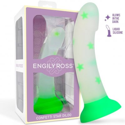 Engily Ross Dildox Glow In The Dark Confetti Stars Liquid Silicone Dildo 17 cm