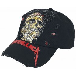 Metallica Skull One Distressed Trucker Black