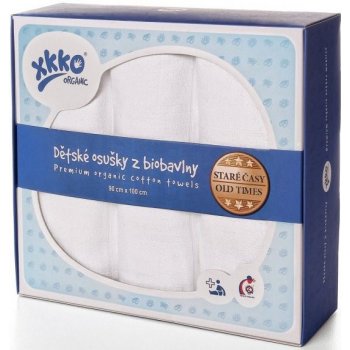 Kikko tetra osušky z biobavlny XKKO Organic 90x100cm Staré časy bílé (3ks)