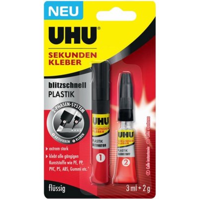 UHU SUPER GLUE Plastik 3 ml + 2 g – Zboží Mobilmania