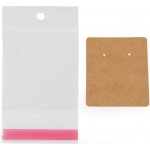 Papírová karta na náušnice se sáčkem s eurozávěsem 5x6 cm Varianta: 1 hnědá přírodní, Balení: 200 sada – Sleviste.cz