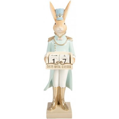 Clayre & Eef Dekorace králík v modrém obleku a kalendářem - 9*10*32 cm – Hledejceny.cz