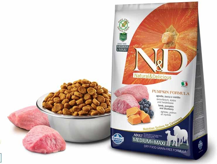 N&D Pumpkin Dog Adult Medium & Maxi Grain Free Lamb & Blueberry 5 kg