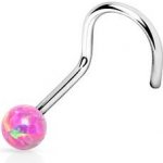 Šperky4U zahnutý piercing do nosu opál N01012-P – Zboží Dáma