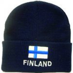 Pletená čepice FINLAND s vlajkou – Zboží Dáma