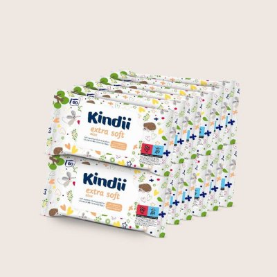 Kindii Extra Soft Aloe, vlhčené ubrousky pro děti 12 x 60 ks – Zboží Dáma