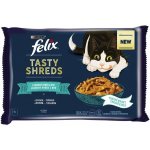 Felix Tasty Shreds s lososem a tuňákem ve šťávě 4 x 80 g – Hledejceny.cz