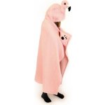 Cozy Noxxiez BL816 Plameňák hřejivá deka s kapucí se zvířátkem a tlapkovými kapsami – Zboží Dáma