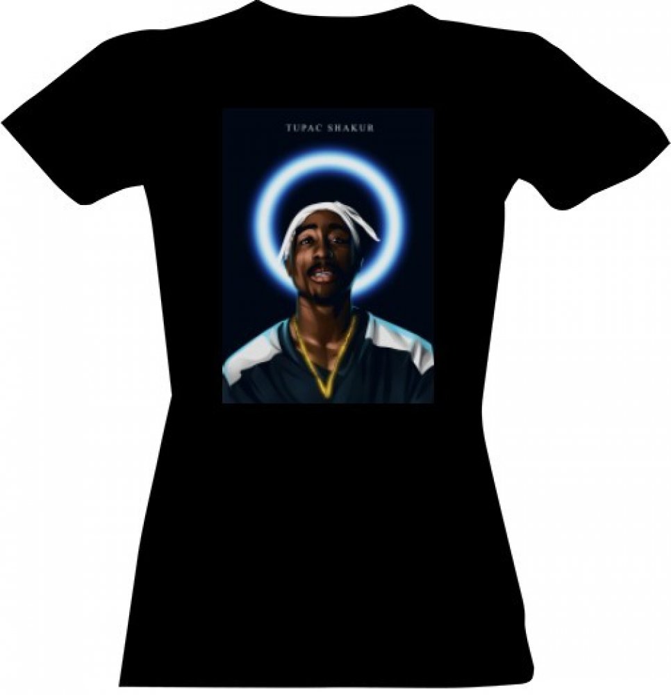 Tričko s potiskem Tupac Shakur Černá – Zboží Dáma