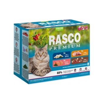 Rasco Premium Cat Pouch Sterilized 3 x salmon 3 x cod 3 x duck 3 x turkey 1020 g